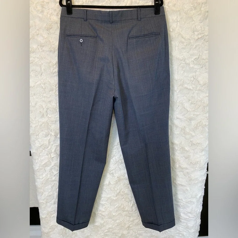 Lands' End Men's 100% Wool‎ Blue Dress Pants Trousers Size 35 Regular